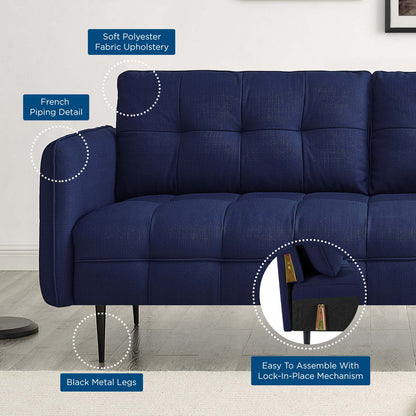 Cameron Tufted Fabric Sofa, Fabric, Dark Blue, 20082