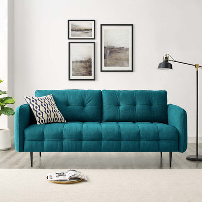 Cameron Tufted Fabric Sofa, Fabric, Teal Blue, 20083