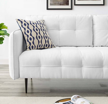 Cameron Tufted Fabric Sofa, Fabric, White, 20084