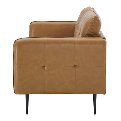 Cameron Tufted Vegan Leather Sofa, Faux Vegan Leather, Tan, 20085
