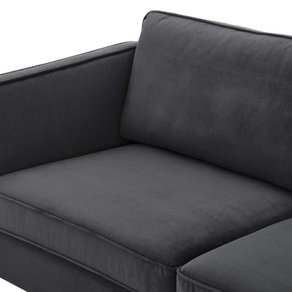Kaiya Performance Velvet Sofa, Velvet, Dark Grey Gray, 20086