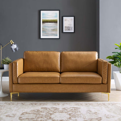 Kaiya Vegan Leather Sofa, Faux Vegan Leather, Tan, 20093