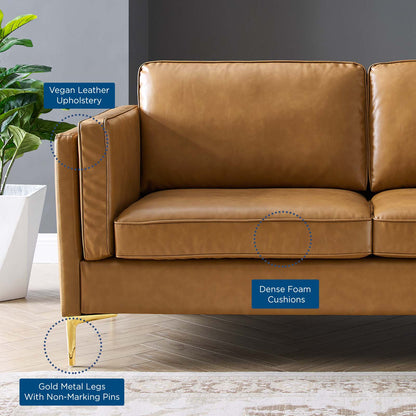 Kaiya Vegan Leather Sofa, Faux Vegan Leather, Tan, 20093