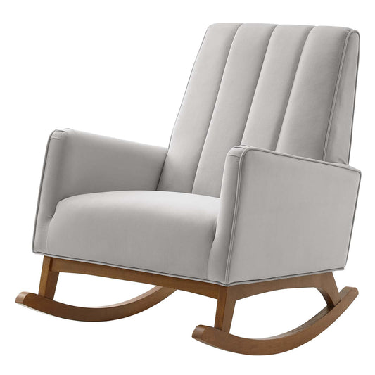 Sway Performance Velvet Rocking Chair, Velvet, Light Grey Gray, 20095