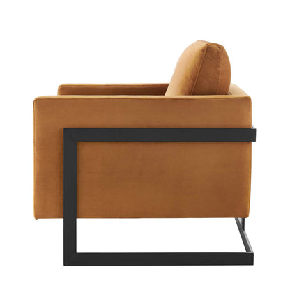 Posse Performance Velvet Accent Chair, Velvet, Metal Steel, Black Brwon, 20096