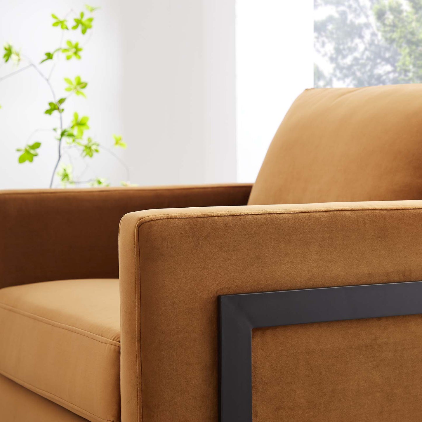 Posse Performance Velvet Accent Chair, Velvet, Metal Steel, Black Brwon, 20096