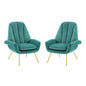 Summit Armchair Performance Velvet Set of 2, Velvet, Metal Steel, Teal Blue, 20098