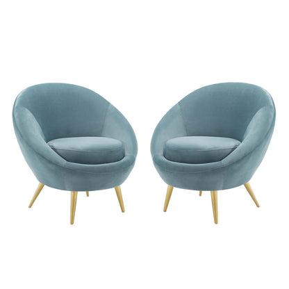 Circuit Accent Chair Performance Velvet Set of 2, Velvet, Metal Steel, Light Blue, 20099