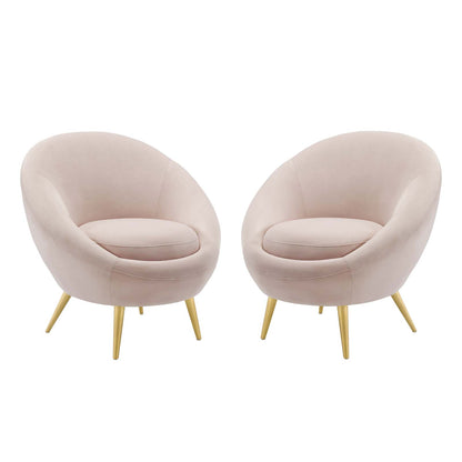 Circuit Accent Chair Performance Velvet Set of 2, Velvet, Metal Steel, Pink, 20100