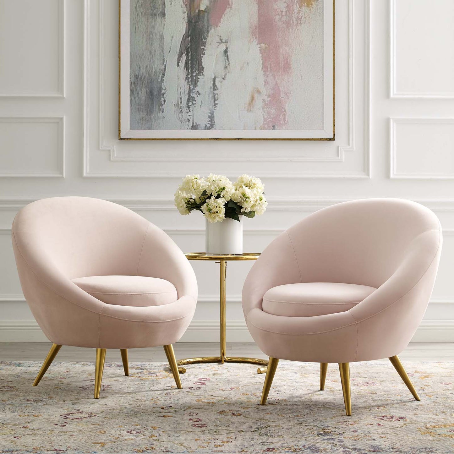 Circuit Accent Chair Performance Velvet Set of 2, Velvet, Metal Steel, Pink, 20100