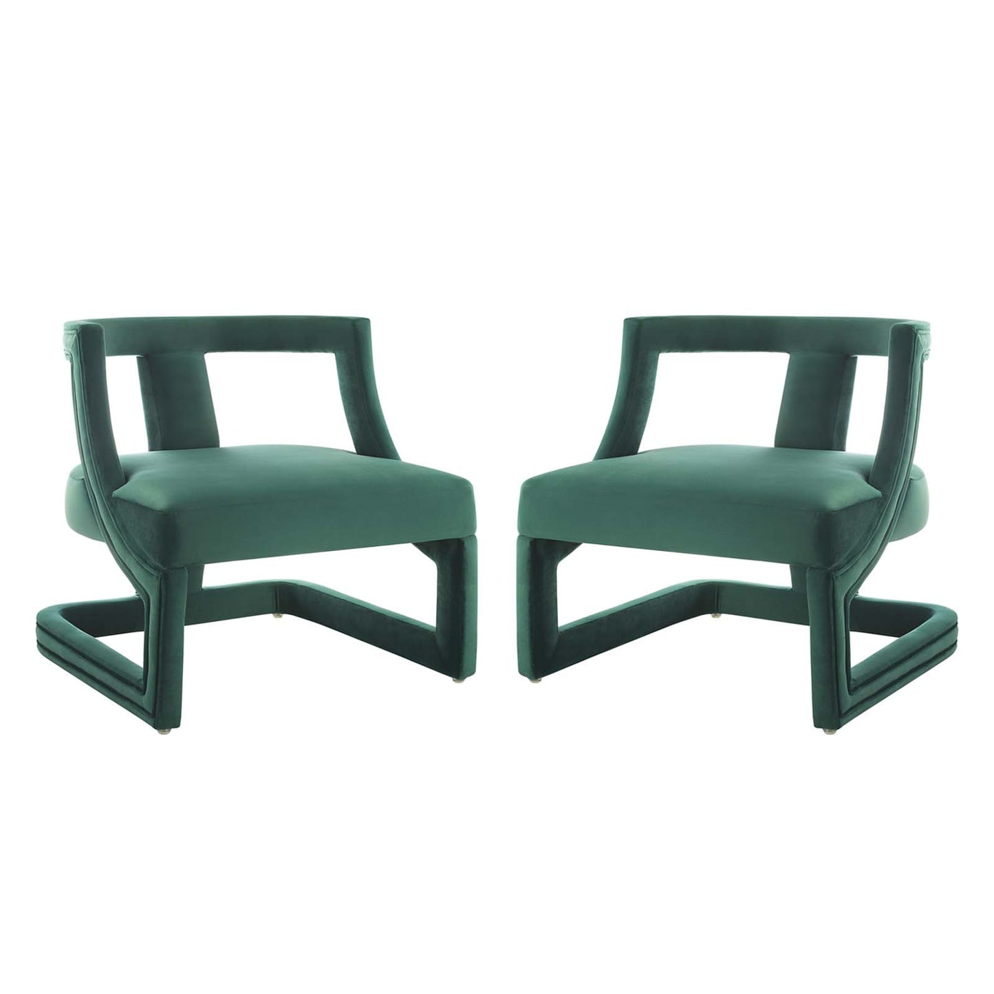 Requisite Armchair Performance Velvet Set of 2, Velvet, Green, 20101