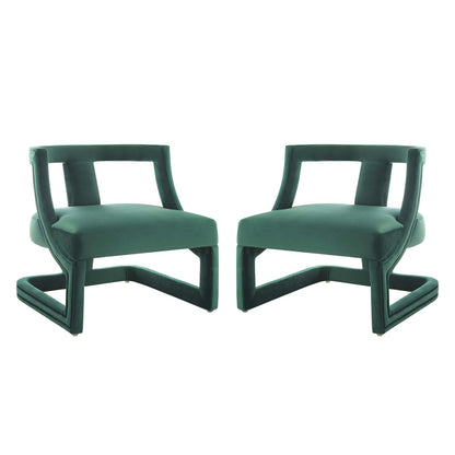 Requisite Armchair Performance Velvet Set of 2, Velvet, Green, 20101