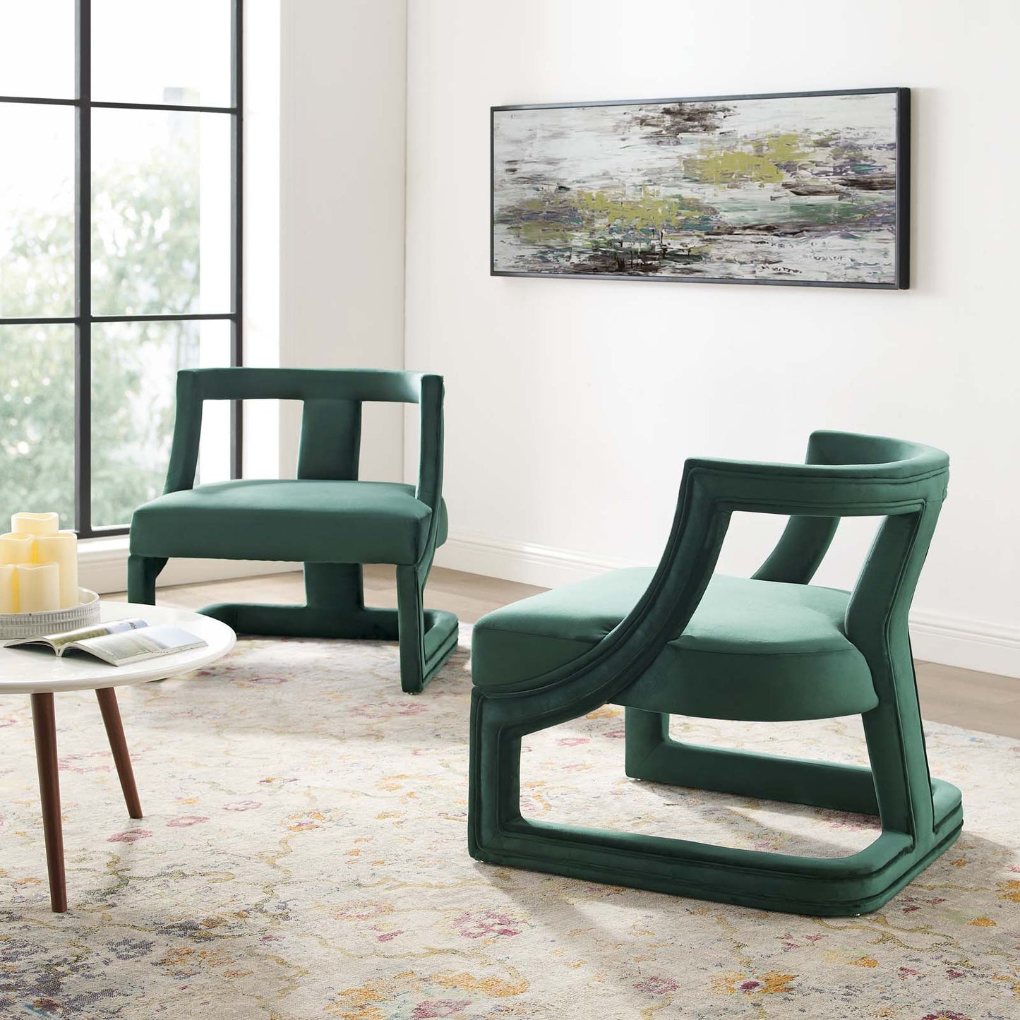 Requisite Armchair Performance Velvet Set of 2, Velvet, Green, 20101