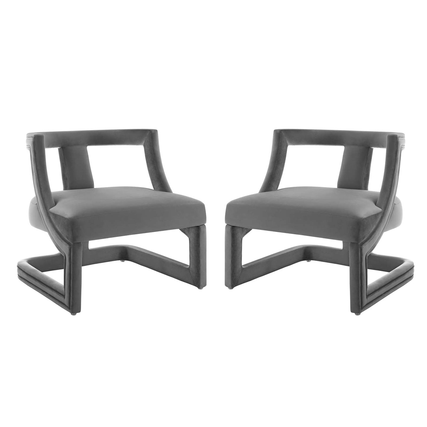 Requisite Armchair Performance Velvet Set of 2, Velvet, Grey Gray, 20102