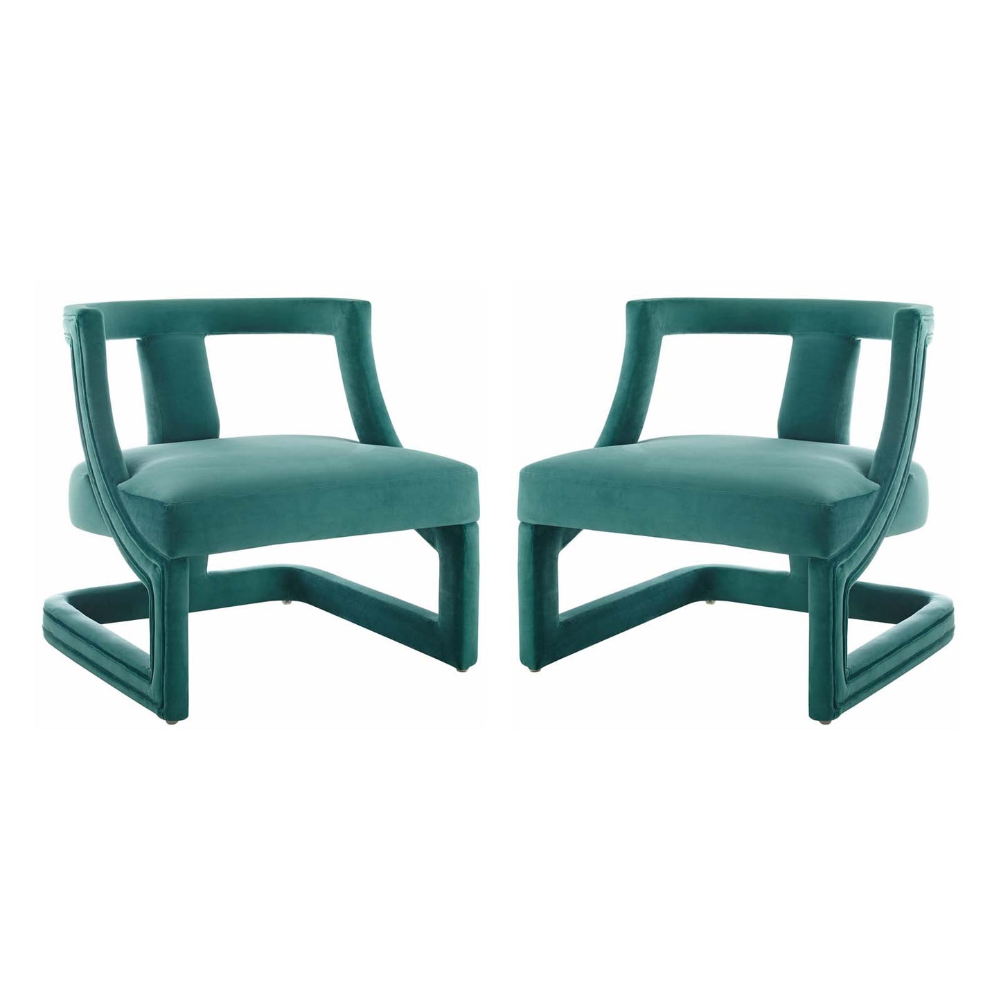 Requisite Armchair Performance Velvet Set of 2, Velvet, Teal Blue, 20103
