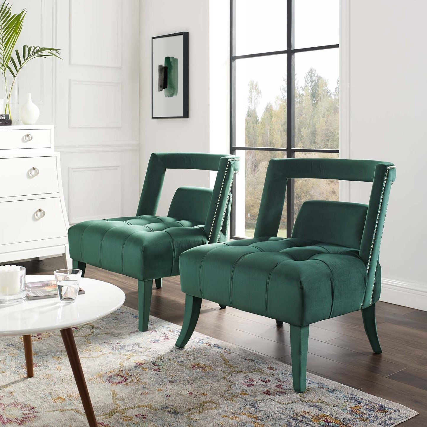 Honor Armchair Performance Velvet Set of 2, Velvet, Green, 20104