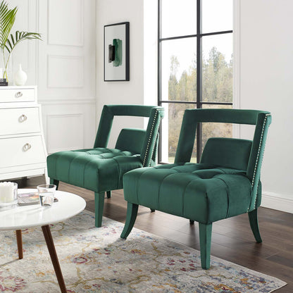 Honor Armchair Performance Velvet Set of 2, Velvet, Green, 20104