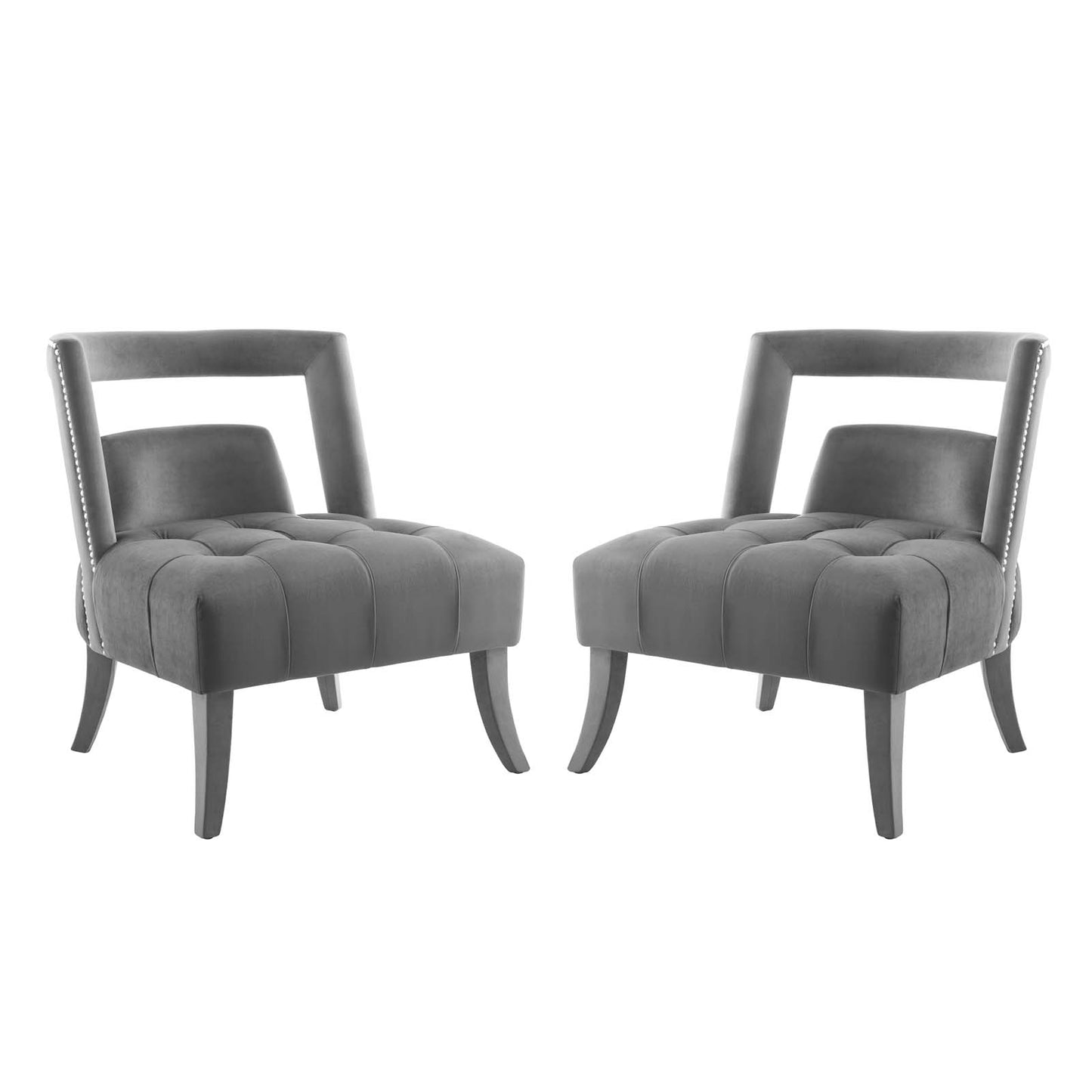 Honor Armchair Performance Velvet Set of 2, Velvet, Grey Gray, 20105