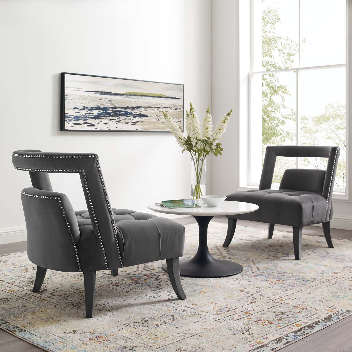 Honor Armchair Performance Velvet Set of 2, Velvet, Grey Gray, 20105