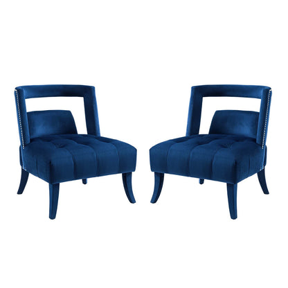 Honor Armchair Performance Velvet Set of 2, Velvet, Blue Navy, 20106