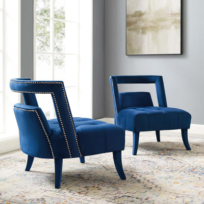 Honor Armchair Performance Velvet Set of 2, Velvet, Blue Navy, 20106