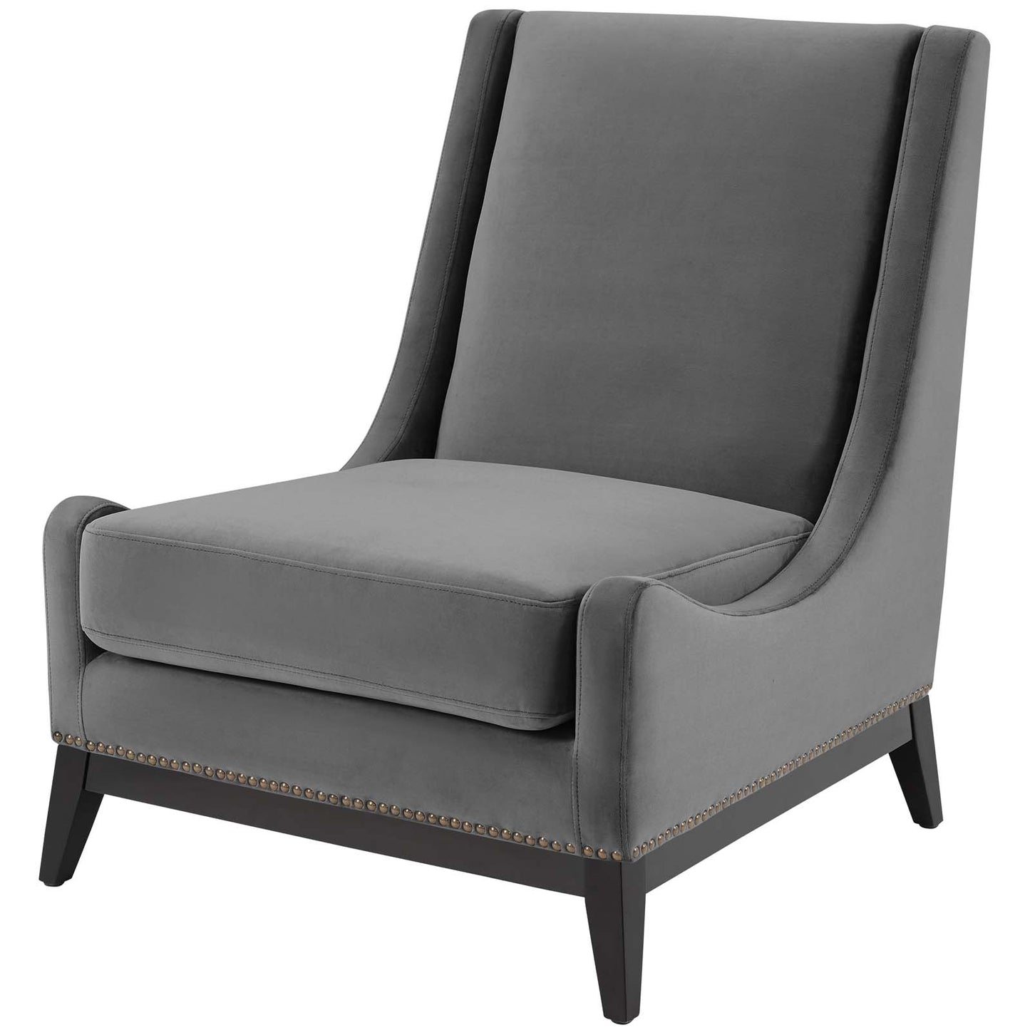 Confident Lounge Chair Upholstered Performance Velvet Set of 2, Velvet, Grey Gray, 20108