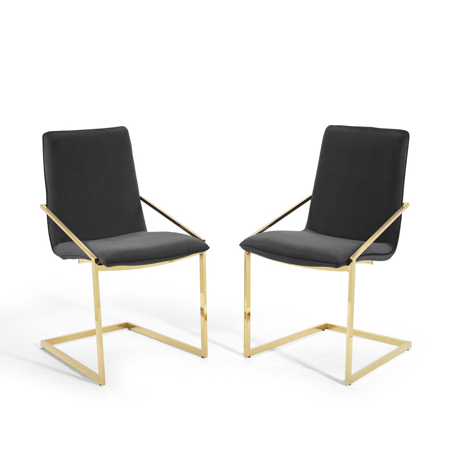 Pitch Dining Armchair Performance Velvet Set of 2, Velvet, Metal Steel, Gold Black, 20109