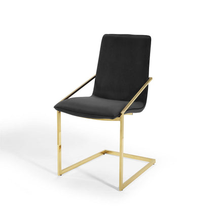 Pitch Dining Armchair Performance Velvet Set of 2, Velvet, Metal Steel, Gold Black, 20109