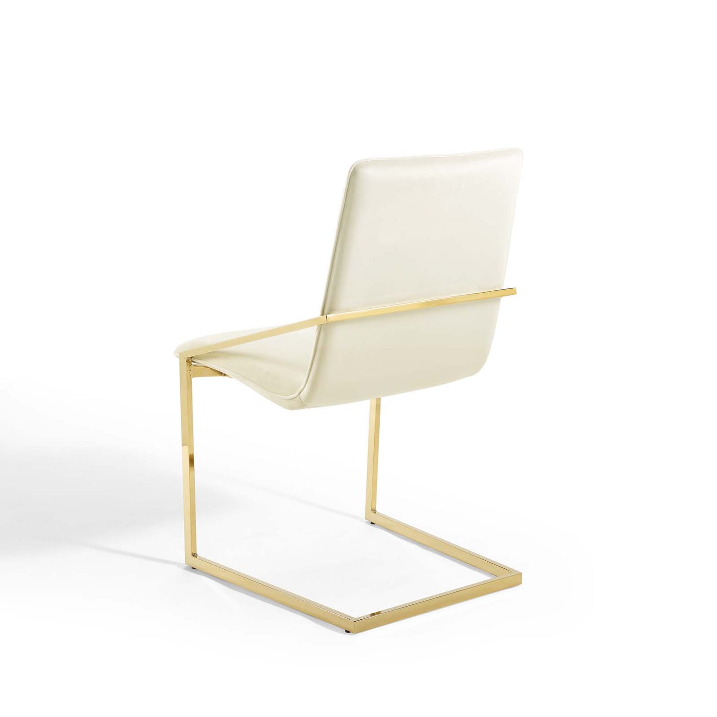 Pitch Dining Armchair Performance Velvet Set of 2, Velvet, Metal Steel, Gold Ivory White, 20110