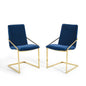 Pitch Dining Armchair Performance Velvet Set of 2, Velvet, Metal Steel, Gold Blue Navy, 20111