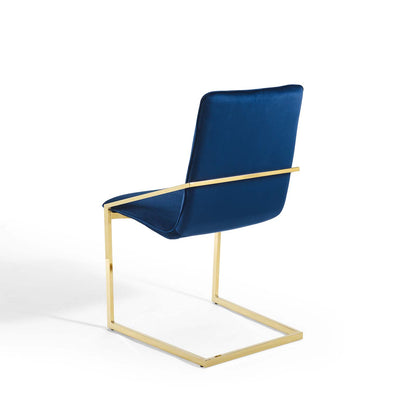 Pitch Dining Armchair Performance Velvet Set of 2, Velvet, Metal Steel, Gold Blue Navy, 20111