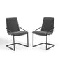 Pitch Dining Armchair Upholstered Fabric Set of 2, Fabric, Metal Steel, Black Grey Gray, 20113