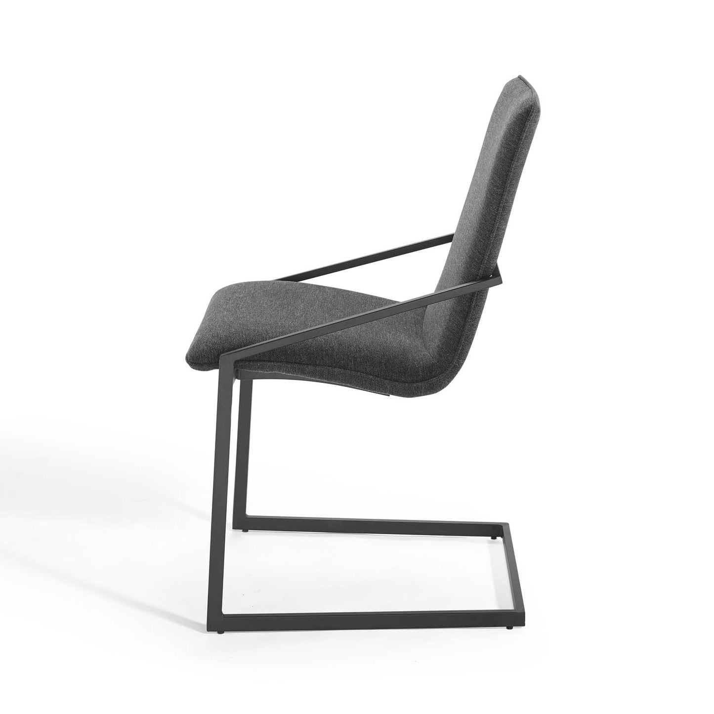Pitch Dining Armchair Upholstered Fabric Set of 2, Fabric, Metal Steel, Black Grey Gray, 20113
