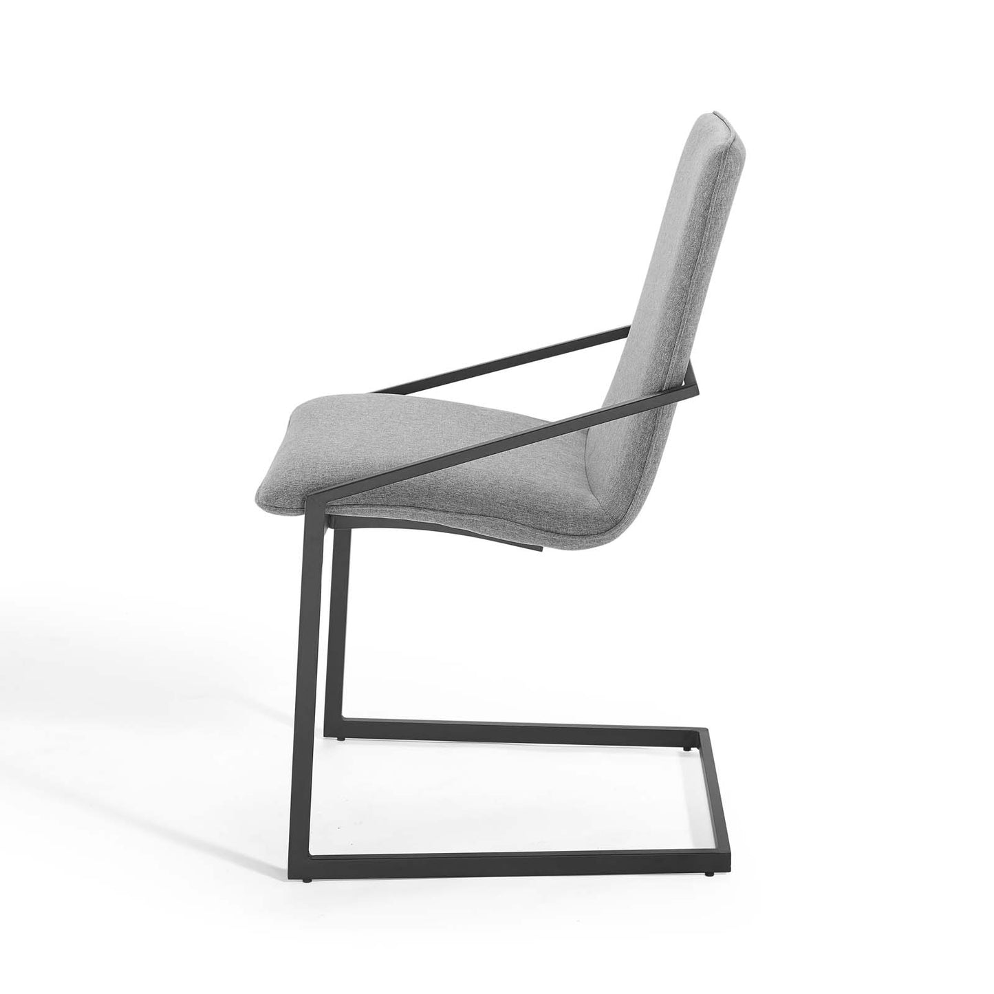 Pitch Dining Armchair Upholstered Fabric Set of 2, Fabric, Metal Steel, Black Grey Gray, 20114