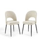 Rouse Dining Side Chair Upholstered Fabric Set of 2, Fabric, Metal Steel, Black Beige, 20116