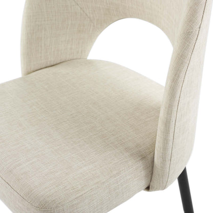 Rouse Dining Side Chair Upholstered Fabric Set of 2, Fabric, Metal Steel, Black Beige, 20116