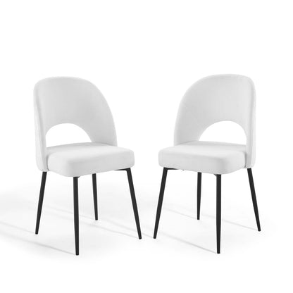 Rouse Dining Side Chair Upholstered Fabric Set of 2, Fabric, Metal Steel, Black White, 20119