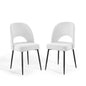 Rouse Dining Side Chair Upholstered Fabric Set of 2, Fabric, Metal Steel, Black White, 20119