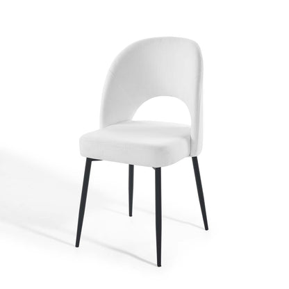 Rouse Dining Side Chair Upholstered Fabric Set of 2, Fabric, Metal Steel, Black White, 20119