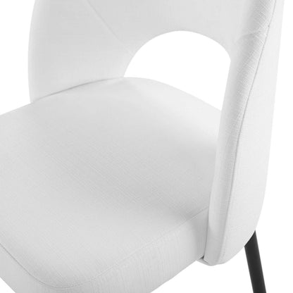 Rouse Dining Side Chair Upholstered Fabric Set of 2, Fabric, Metal Steel, Black White, 20119