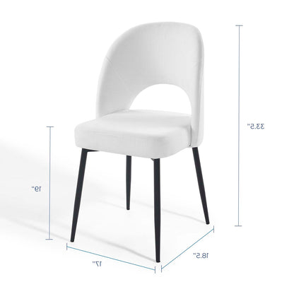 Rouse Dining Side Chair Upholstered Fabric Set of 2, Fabric, Metal Steel, Black White, 20119