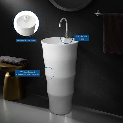 Grenada 16.5" Pedestal Bathroom Sink, Ceramic, White, 20120