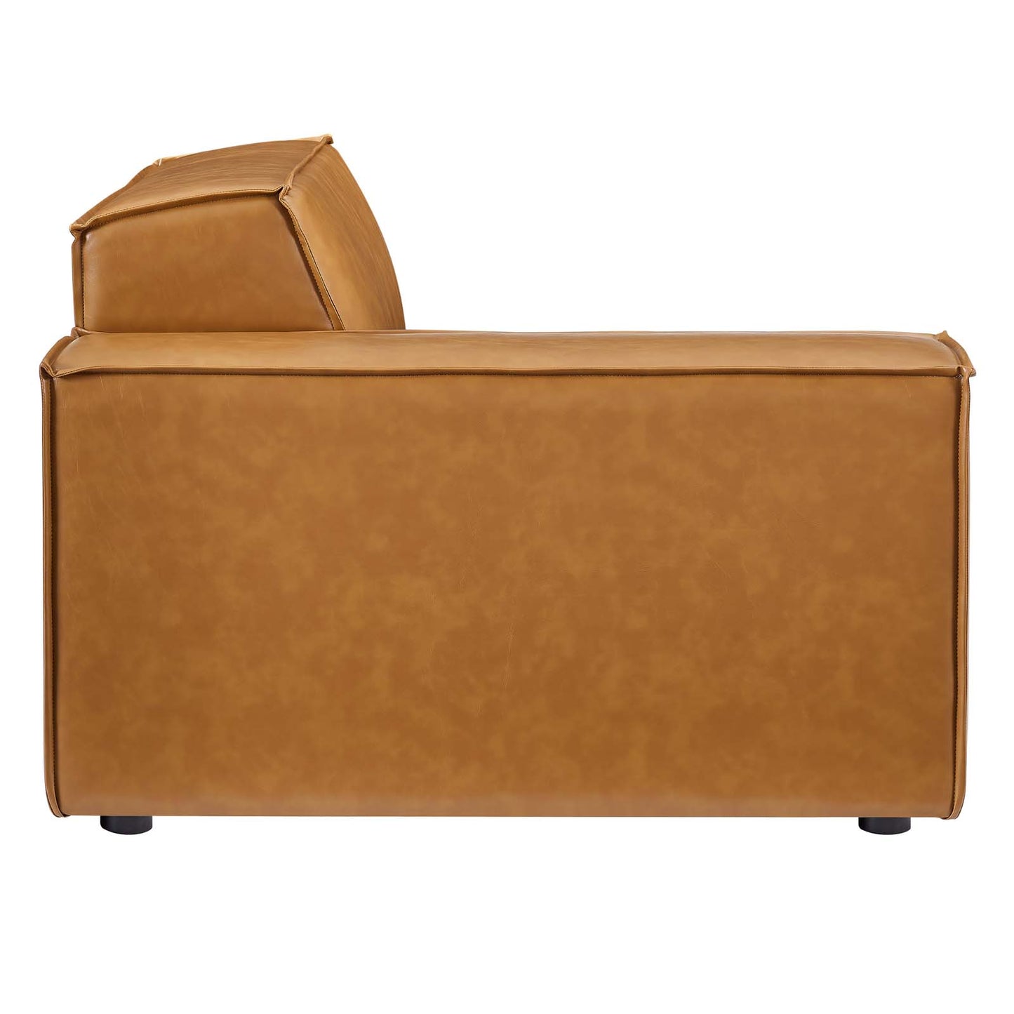 Restore Right-Arm Vegan Leather Sectional Sofa Chair, Faux Vegan Leather, Tan, 20121