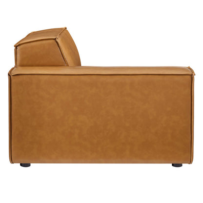 Restore Right-Arm Vegan Leather Sectional Sofa Chair, Faux Vegan Leather, Tan, 20121