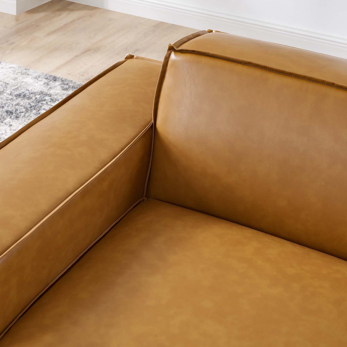 Restore Right-Arm Vegan Leather Sectional Sofa Chair, Faux Vegan Leather, Tan, 20121
