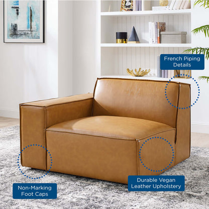 Restore Right-Arm Vegan Leather Sectional Sofa Chair, Faux Vegan Leather, Tan, 20121