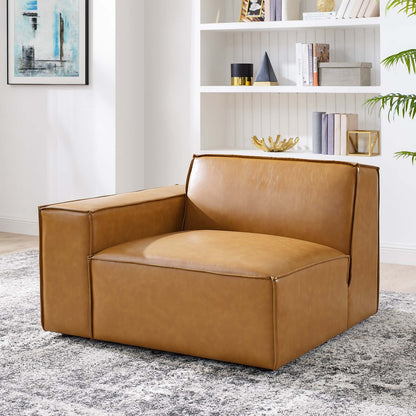 Restore Right-Arm Vegan Leather Sectional Sofa Chair, Faux Vegan Leather, Tan, 20121