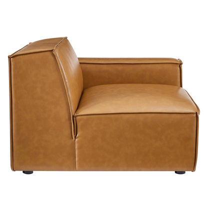 Restore Left-Arm Vegan Leather Sectional Sofa Chair, Faux Vegan Leather, Tan, 20122