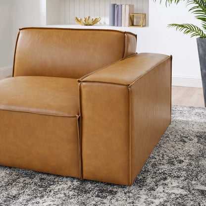 Restore Left-Arm Vegan Leather Sectional Sofa Chair, Faux Vegan Leather, Tan, 20122