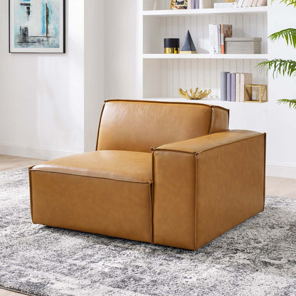 Restore Left-Arm Vegan Leather Sectional Sofa Chair, Faux Vegan Leather, Tan, 20122